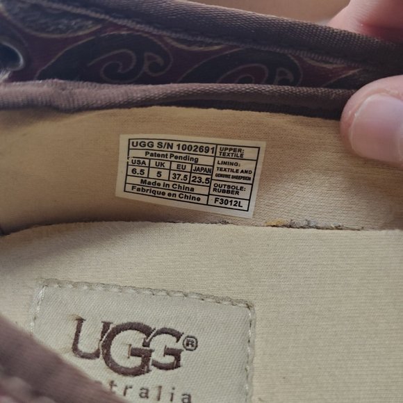 Ugg Australia Womens Size 6.5 Slip On Shoes Espadrilles Burgandy Brown Geometric - Picture 6 of 7